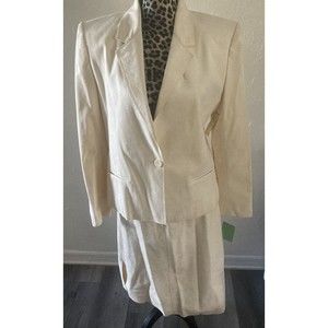 Ultimate Suede Skirt Blazer Suit Set Women’s 10 Cream Suede NEW